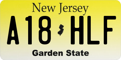 NJ license plate A18HLF