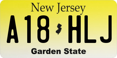 NJ license plate A18HLJ