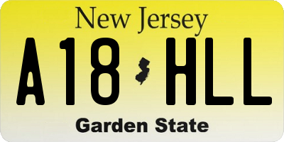 NJ license plate A18HLL