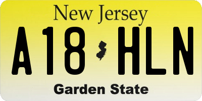 NJ license plate A18HLN