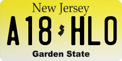 NJ license plate A18HLO