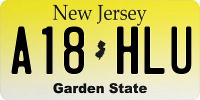 NJ license plate A18HLU
