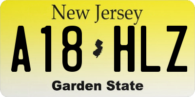 NJ license plate A18HLZ