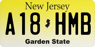 NJ license plate A18HMB