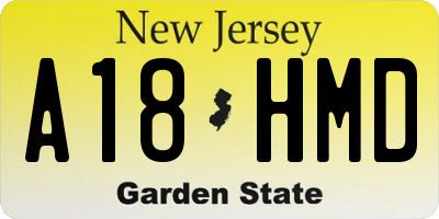 NJ license plate A18HMD