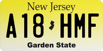 NJ license plate A18HMF