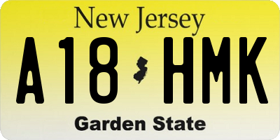 NJ license plate A18HMK