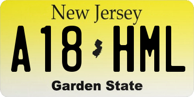 NJ license plate A18HML