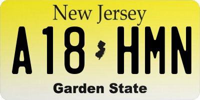 NJ license plate A18HMN