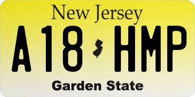 NJ license plate A18HMP