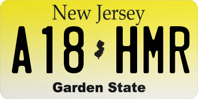 NJ license plate A18HMR