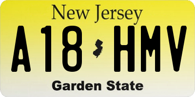 NJ license plate A18HMV