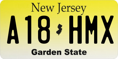 NJ license plate A18HMX