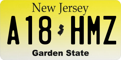 NJ license plate A18HMZ