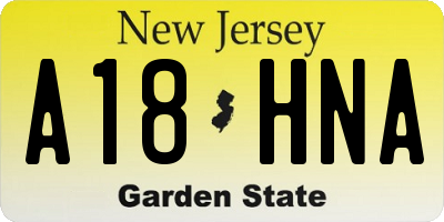 NJ license plate A18HNA