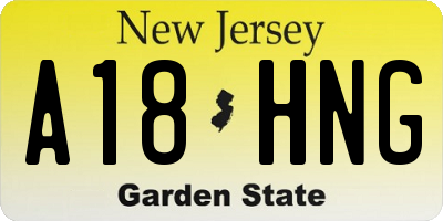 NJ license plate A18HNG