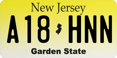 NJ license plate A18HNN