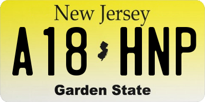 NJ license plate A18HNP