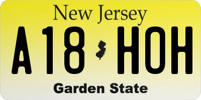 NJ license plate A18HOH