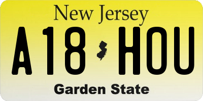 NJ license plate A18HOU