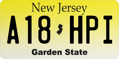 NJ license plate A18HPI