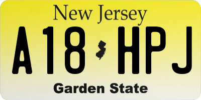 NJ license plate A18HPJ