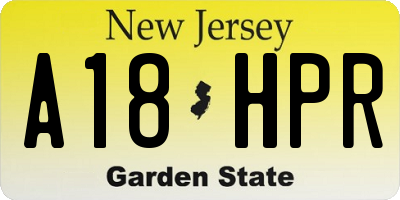 NJ license plate A18HPR