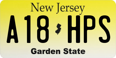 NJ license plate A18HPS