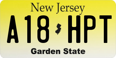NJ license plate A18HPT