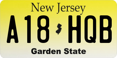 NJ license plate A18HQB
