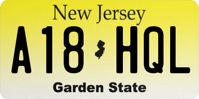 NJ license plate A18HQL