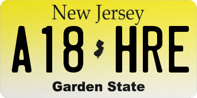 NJ license plate A18HRE