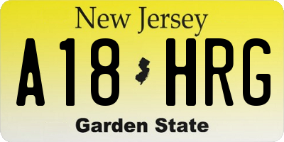NJ license plate A18HRG