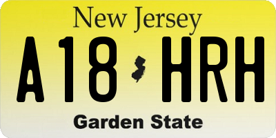 NJ license plate A18HRH
