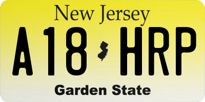 NJ license plate A18HRP