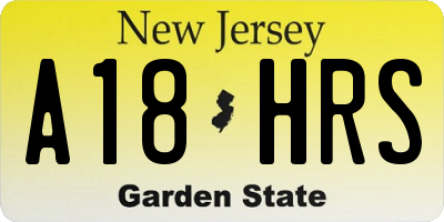 NJ license plate A18HRS