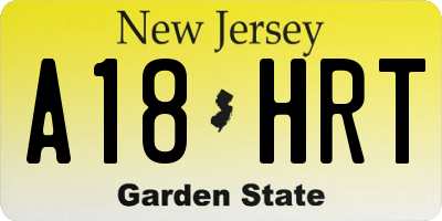 NJ license plate A18HRT