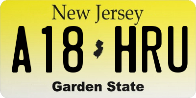 NJ license plate A18HRU