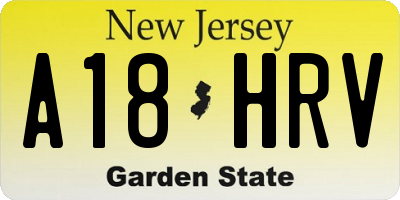 NJ license plate A18HRV