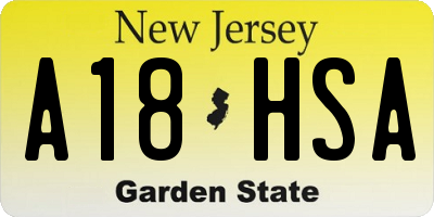 NJ license plate A18HSA