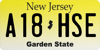 NJ license plate A18HSE