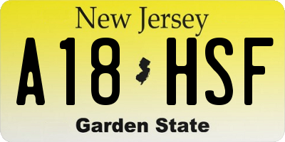 NJ license plate A18HSF