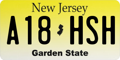 NJ license plate A18HSH