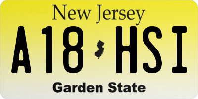 NJ license plate A18HSI