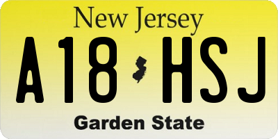 NJ license plate A18HSJ
