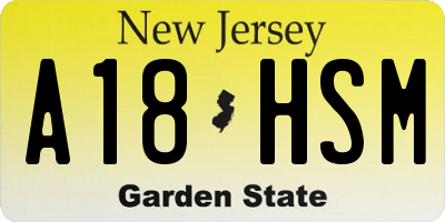 NJ license plate A18HSM
