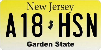 NJ license plate A18HSN