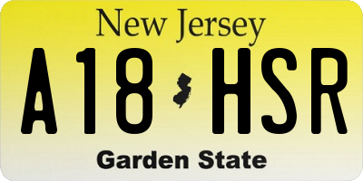 NJ license plate A18HSR