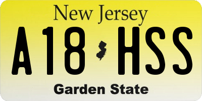 NJ license plate A18HSS