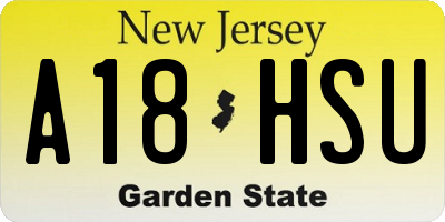 NJ license plate A18HSU